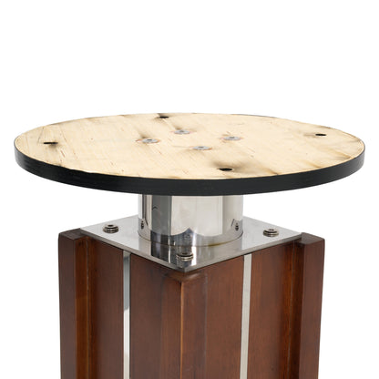 Φ85cm Round Slate Dining table, 12mm Black Desktop, Walnut Column, 2 - Person Kitchen Table for Small Space, 150lbs Weight Capacity(Only the Negotiation Table)