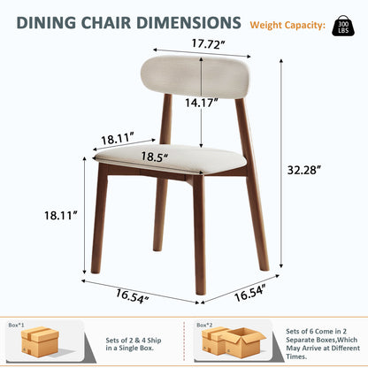 Solid Wood Dining Chairs Set of 4, Luxurious Chenille Upholstered Kitchen Chairs, Farmhouse Dining Room Chair with X-Shaped Metal Reinforcement, Beige