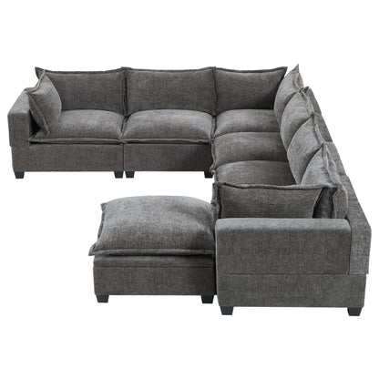 [VIDEO]117.5'' Modular Sectional Sofa with Movable Storage Ottoman, 7 Seat U Shaped Couch, Wide Seat & Free Combination