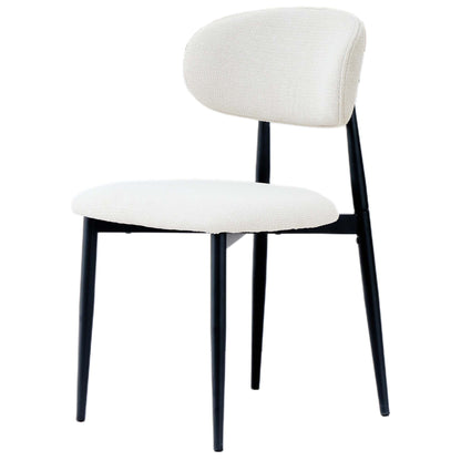 Fabric Dining Chairs, Upholstered Side Chairs with Black Metal Legs, 32.8' H x 19.6' W x 22' D, 19.3' Seat-High, Modern Kitchen Chairs for Dining Room, Living Room-Seat of 2,Black Frame and Beige Seat