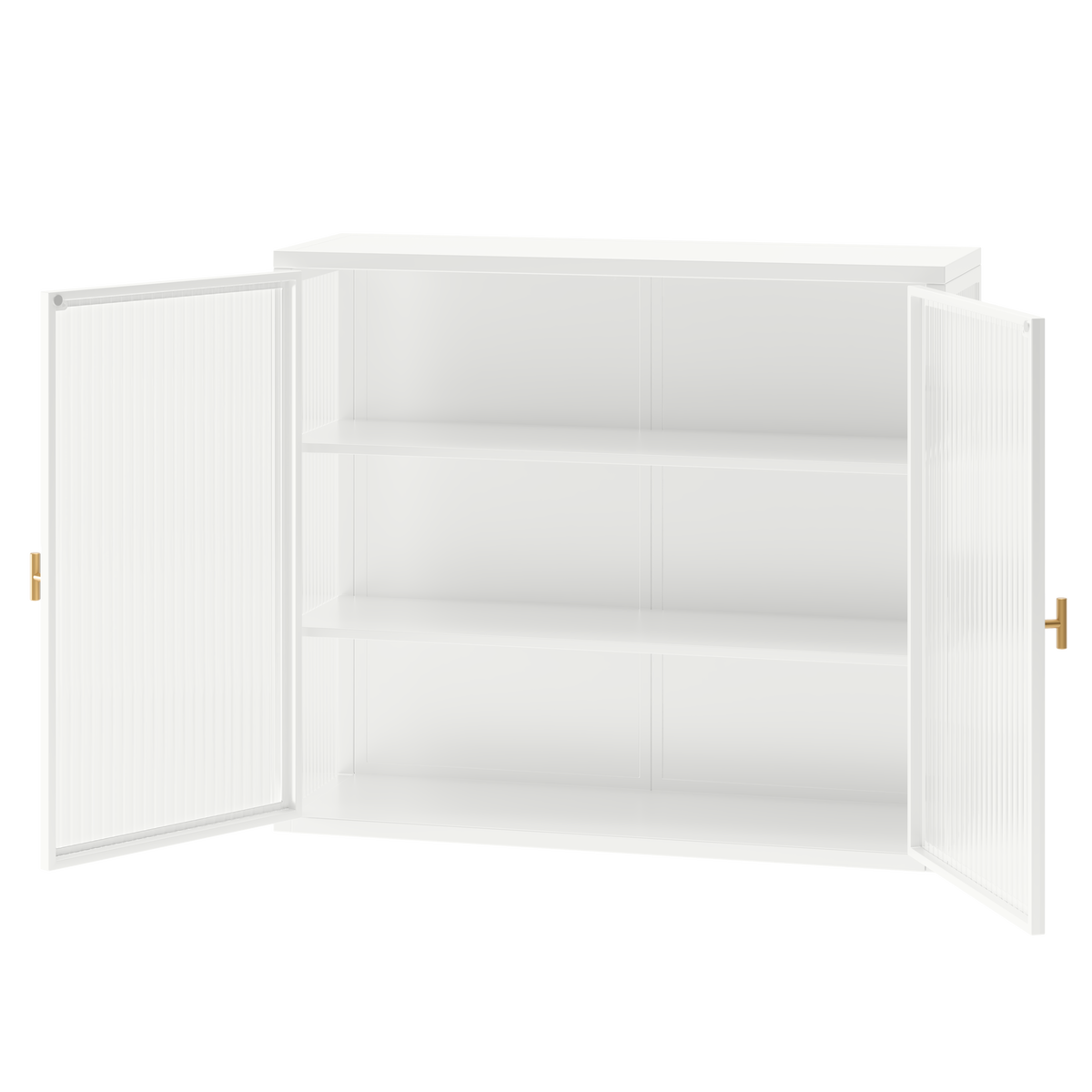 27.56"Glass Doors Modern Two-door Wall Cabinet with Featuring Three-tier Storage for Entryway Living Room Bathroom Dining Room,White(same sku:W757119328)