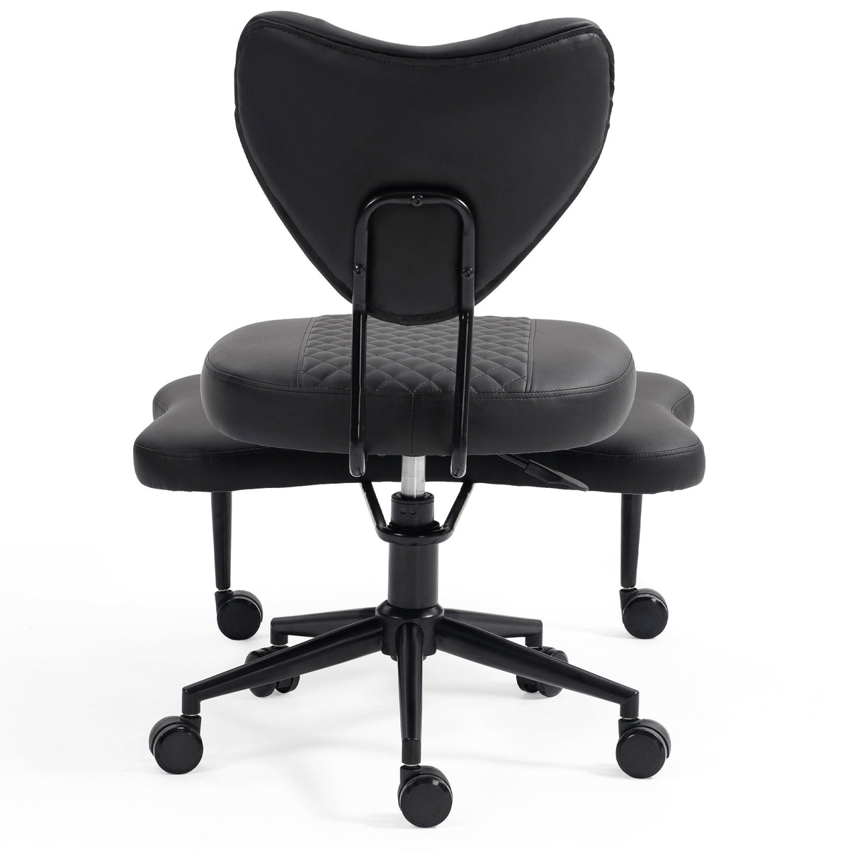 Meditation chair, an ergonomic cross-legged seating chair with lumbar support and a height-adjustable seat cushion, ideal for people engaged in high-intensity office work. Black