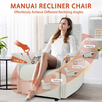 Manual Rocker Recliner Chair for Adults, Rocking Glider Recliner, PU Leather Rocking Chair