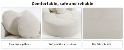 Round Sofa Bed with Memory Foam Sectional Couches for Living Room, Cloud Couch with two pillows, Beige