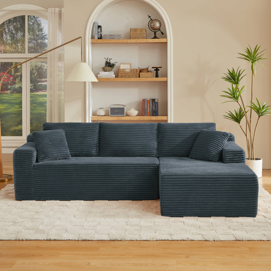 L-Shaped Cloud Sectional Sofa with Deep Seat, No Assembly Required, Modular Couches Sleeper, Dark Grey – Model W2339S00119