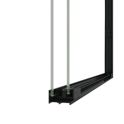 Modern Matte Black Aluminum Frame Double Sliding Shower Door, 50-54' W × 72' H, 6mm Tempered Glass with Explosion Proof Film, Stainless Steel Handle