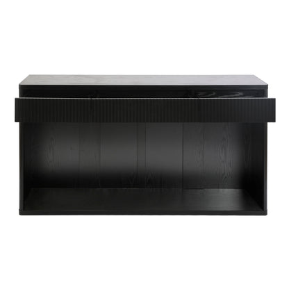 63" Fluted Console Table with 3 Drawers, Long Sofa Table Behind Couch for Living Room, Hallway, Foyer,Black