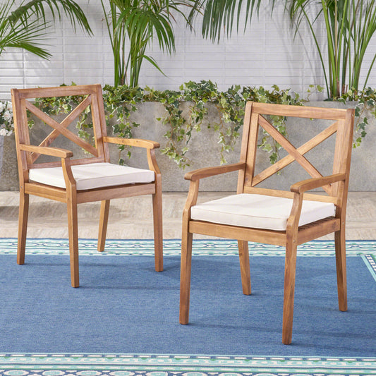 Perla Dining Chair, 2PCS with 2 Cream Cushions