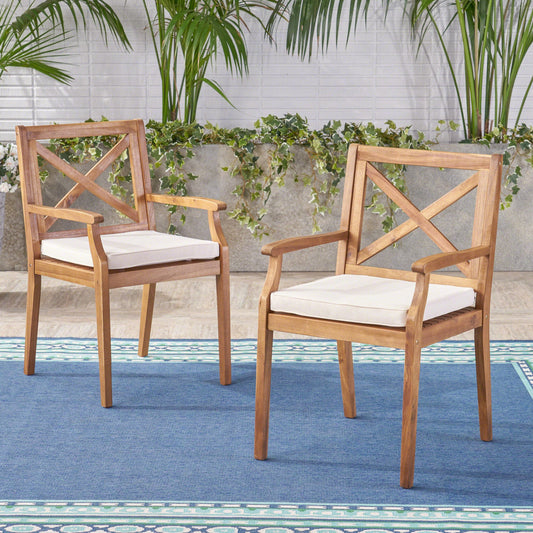 Perla Dining Chair, 2PCS with 2 Cream Cushions