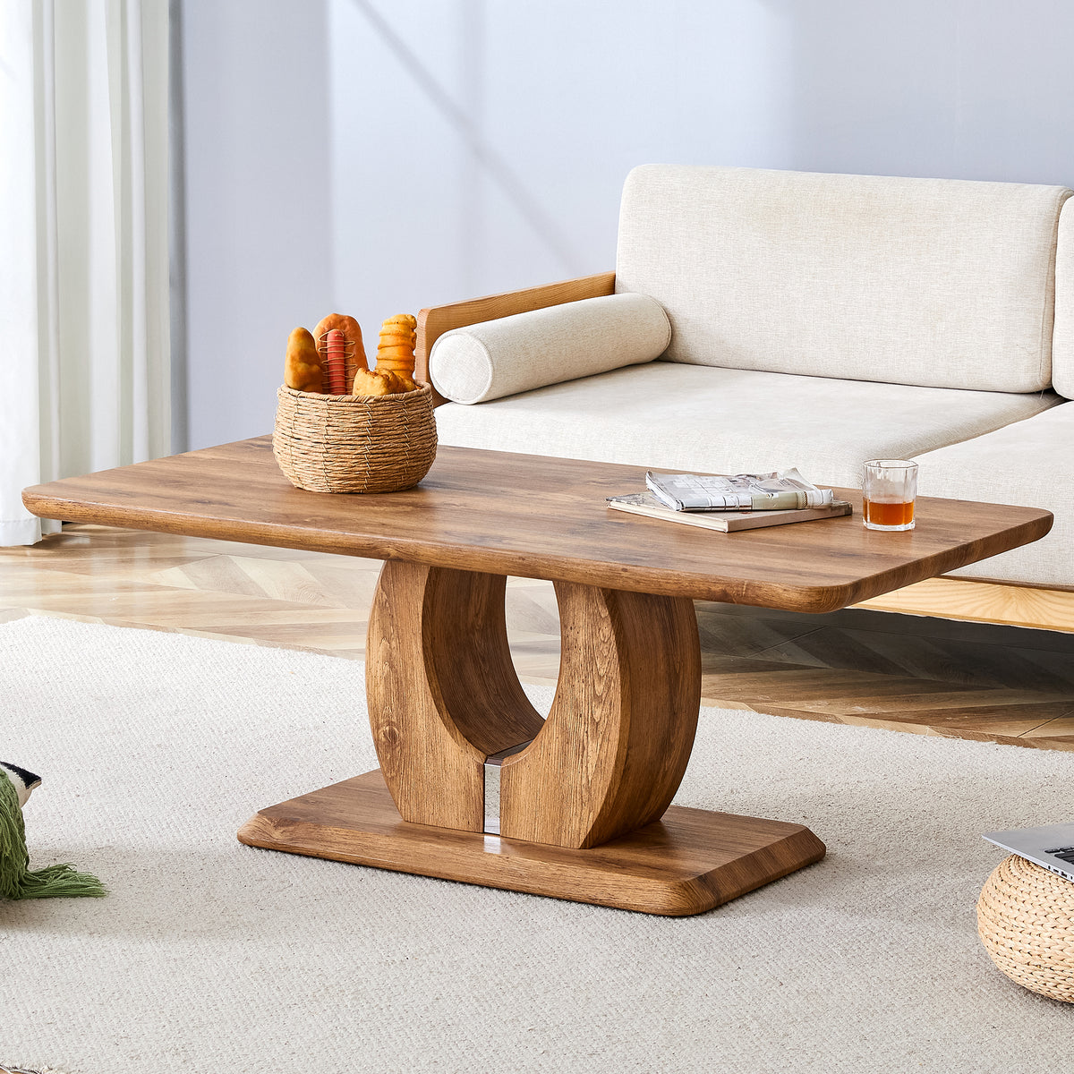 Modern simple luxury rectangular coffee table in wood color. The computer desk. The game table. Suitable, terrace, kitchen. 47 'x 25.6" 18"
