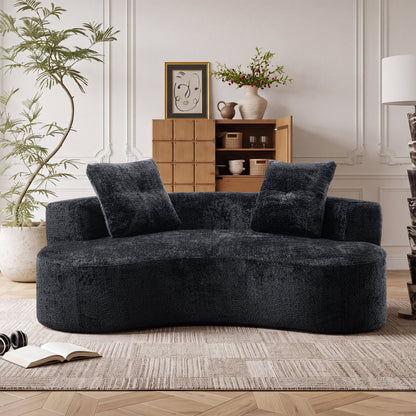 80'  3 Seater Couch for Living Room, Boneless Couch with 2 Pillows,Upholstered Floor Sofa