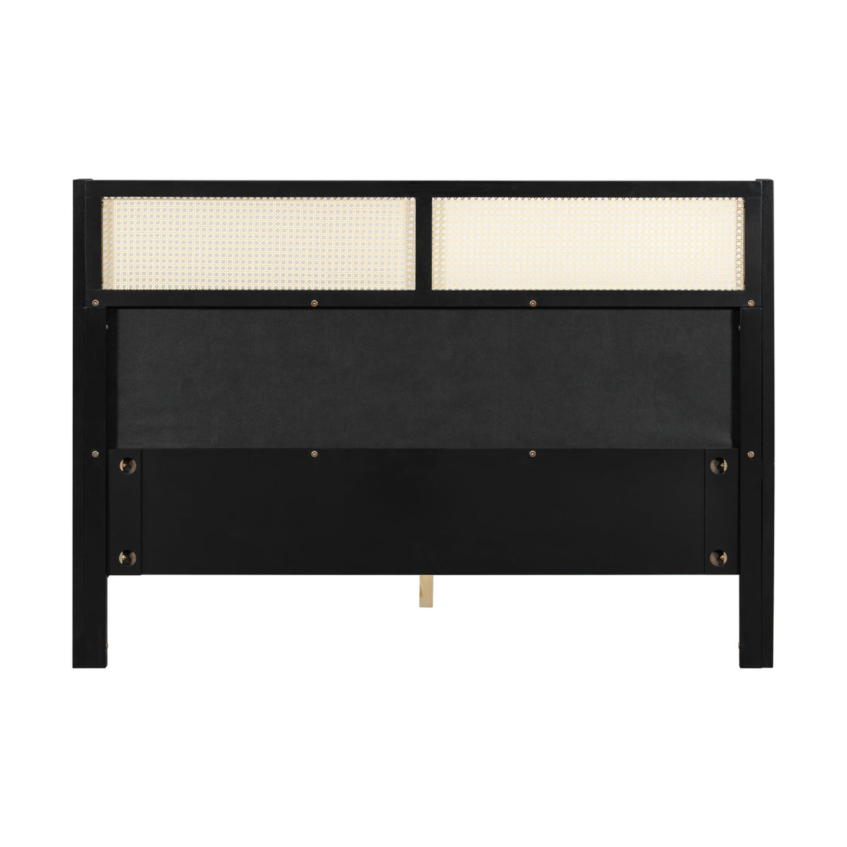 Queen Size Bed Frame with Green Headboard, Black with Green Solid Wood  Bed, No Box Spring Required, Modern Bedroom Furniture