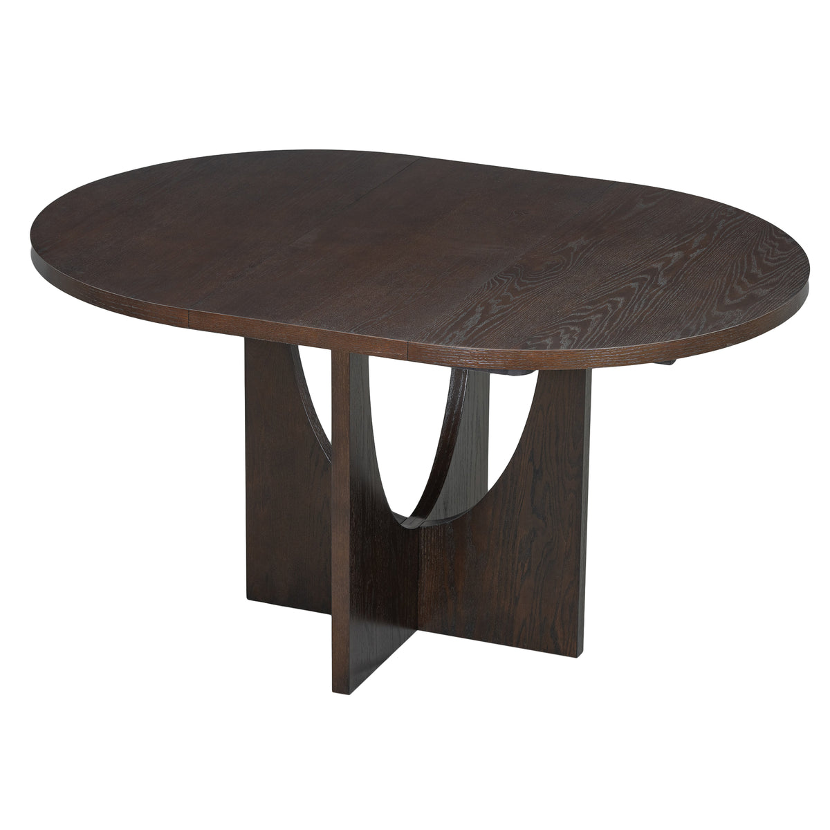 TOPMAX Modern 5-Piece Extendable Round Dining Table Set with 16.2inch Removable Leaf for Small Places, Espresso