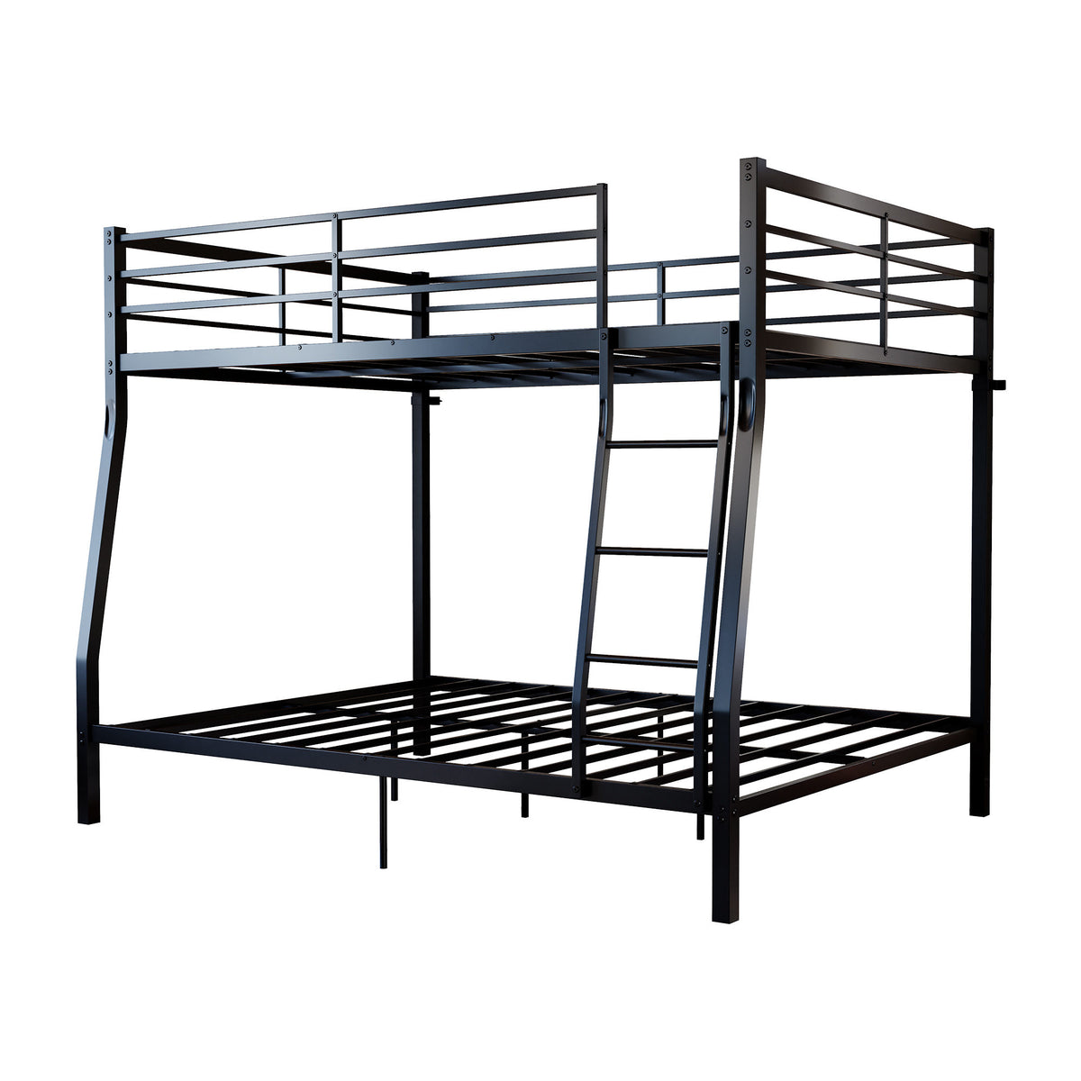 Metal Bunk Bed, Heavy Duty Full Over Queen Bunk Beds with 5 Extra Support Legs, 990 lbs Capacity, Noise-Free & Anti-Tip Design, 13.3" Safety Guardrail, Space-Saving Bed for Kids, Teens & Adults, Black