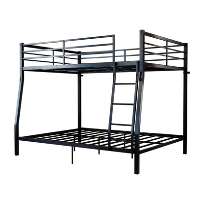 Metal Bunk Bed, Heavy Duty Full Over Queen Bunk Beds with 5 Extra Support Legs, 990 lbs Capacity, Noise-Free & Anti-Tip Design, 13.3" Safety Guardrail, Space-Saving Bed for Kids, Teens & Adults, Black