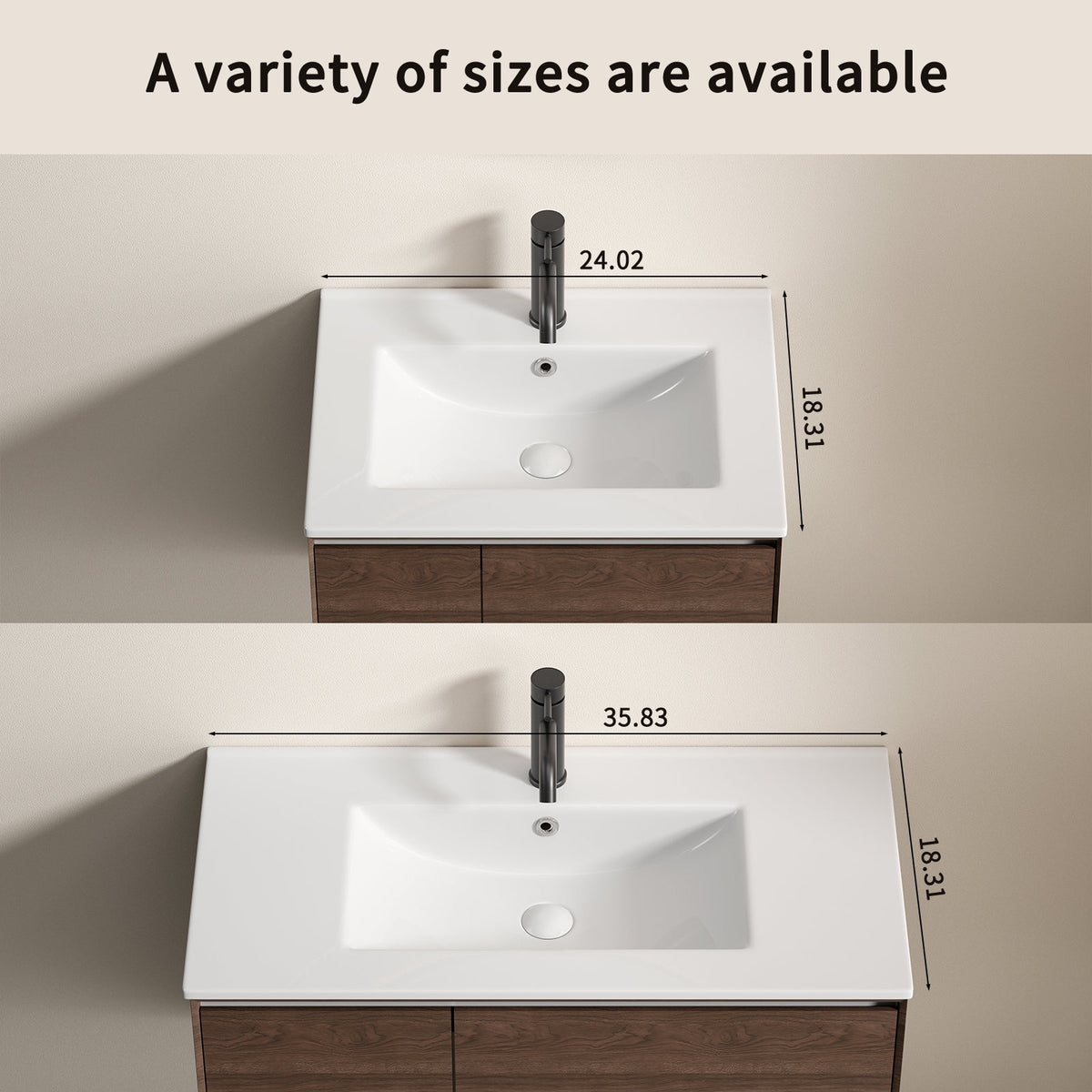 24 inch Bathroom Vessel Sink, Ceramic Bathroom Vanity Sink Top with Overflow, No Drain Convenient for Storing Personal Items - Glossy White
