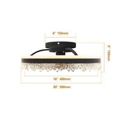20-inch Black Smart Ceiling Fan Light with Silent Function, Multi-Speed Adjustment, Study Room