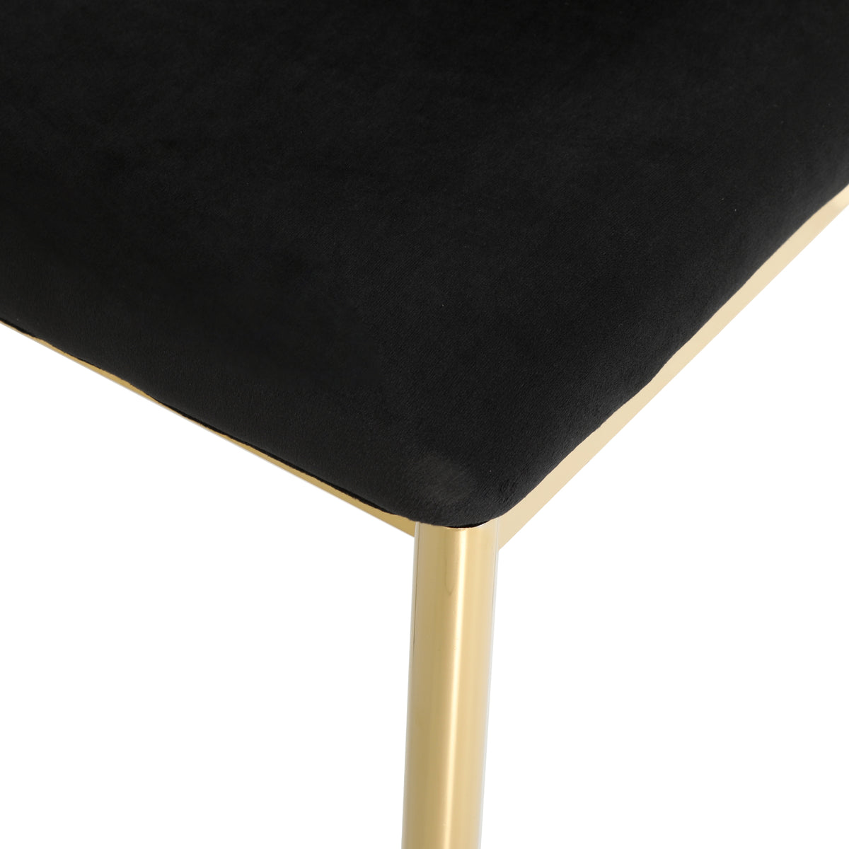 Modern simple Black velvet dining chair, family bedroom stool back student table chair, gold-plated metal chair legs, suitable for dining room kitchen bedroom (set of 4)