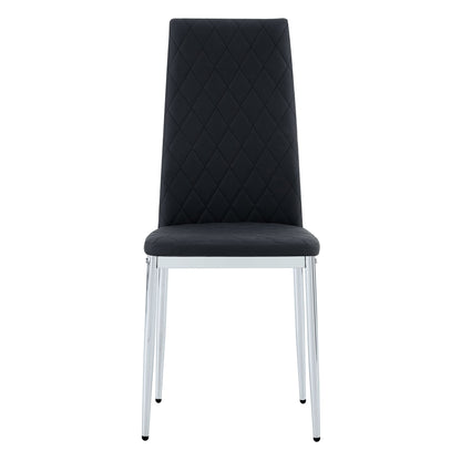 Modern Style Dining Chairs Set of 6 in Black, Essential for Minimalist Homes.Meeting Family Dining Needs, PU Material Seat