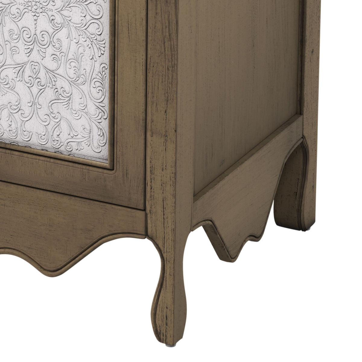 30' Antique Pattern Bathroom Vanity with Rectangle Ceramic Sink, Bathroom Vanity Cabinet with Tip-Out Tray / Flip-Out Drawer, Equipped with Antique Handles and Rubber Wood legs, Vintage Light Brown