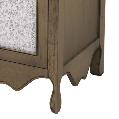 30' Antique Pattern Bathroom Vanity with Rectangle Ceramic Sink, Bathroom Vanity Cabinet with Tip-Out Tray / Flip-Out Drawer, Equipped with Antique Handles and Rubber Wood legs, Vintage Light Brown