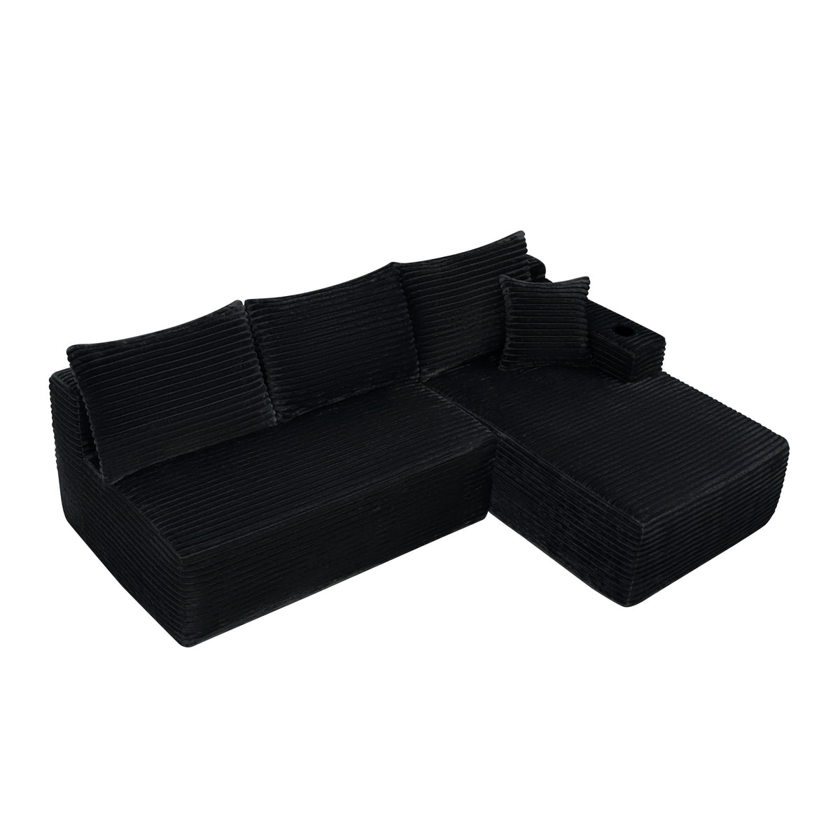 96" Cloud Sectional Couch with L-Shape Chaise, Modern Modular Sofa with Deep Seat, Upholstered Couches, No Assembly Required and Cup holde – Model W3975S00073