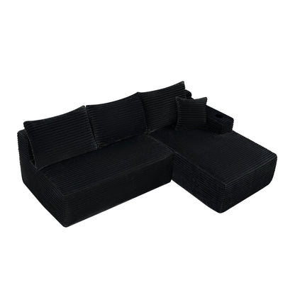 96" Cloud Sectional Couch with L-Shape Chaise, Modern Modular Sofa with Deep Seat, Upholstered Couches, No Assembly Required and Cup holde – Model W3975S00073