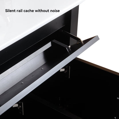 48" Black Bathroom Vanity.Abundant Storage Cabinet -4 Soft close doors and 4 drawers (excluding the ceramic basin)