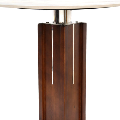 Φ85cm Round Slate Dining table, 12mm Black Desktop, Walnut Column, 2 - Person Kitchen Table for Small Space, 150lbs Weight Capacity(Only the Negotiation Table)