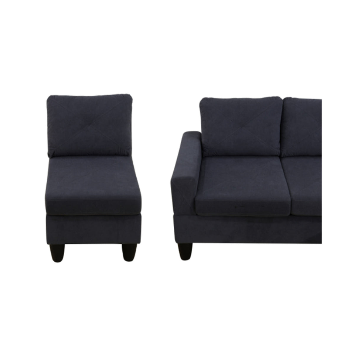 95.5 x 75 Inches Width Dark Grey Modular L-Shaped Sectional Sofa 6-Seater 4-Piece Massa Flannel Fabric Couch with Chaise