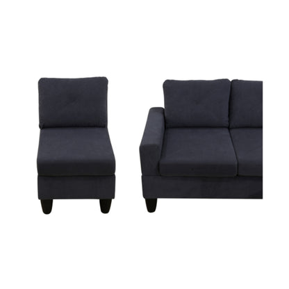 95.5 x 75 Inches Width Dark Grey Modular L-Shaped Sectional Sofa 6-Seater 4-Piece Massa Flannel Fabric Couch with Chaise