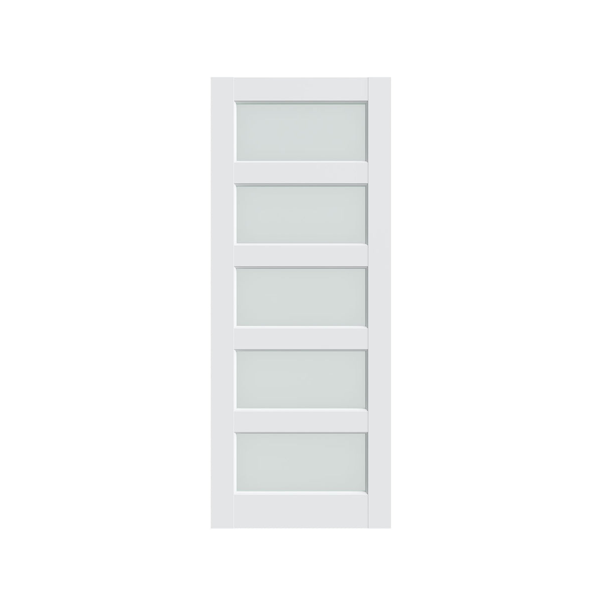 24" X 80"5-Lite Preassembled Frosted Glass French Door, for Closet Pantry Bedroom Livingroom Study Office, kitchen Barn Doors-Shaker w/o Hardware,Whit