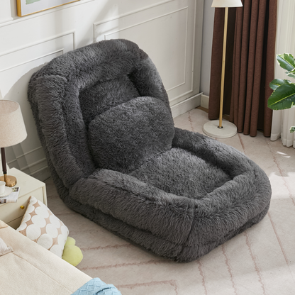 [NEW ARRIVED] [VIDEO PROVIDED] Human Dog Bed,Lazy Sofa,5-Position Adjustable Convertible,Floor Gaming Chair,bedroom, living room,Suitable for gaming, meditation,relaxation,Plush Fabric,Dark Gray