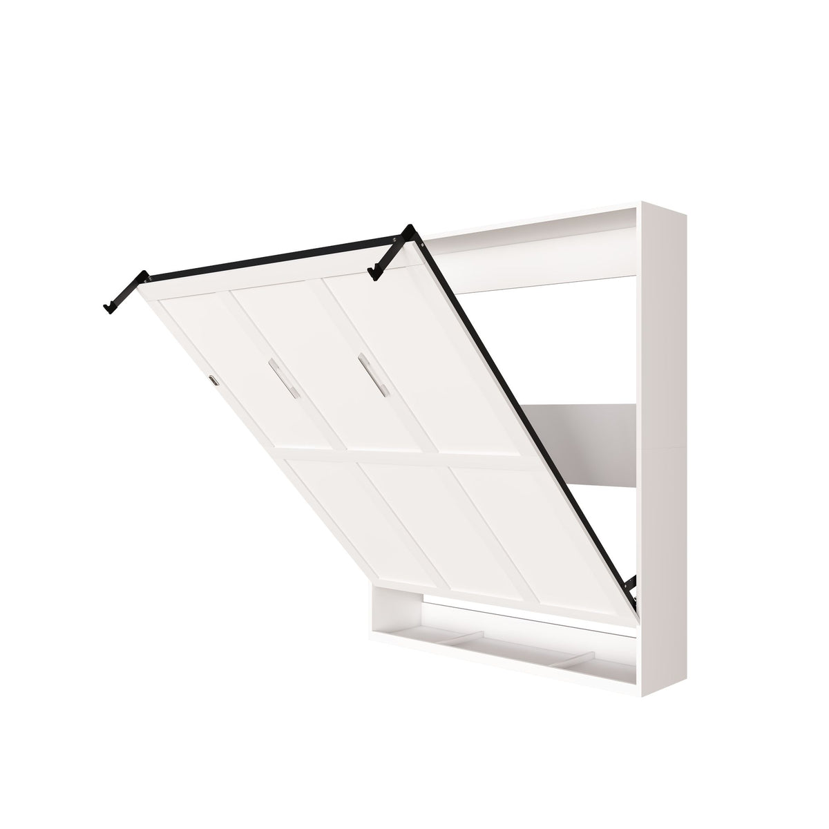 Queen Murphy bed, 65-inch foldable wall bed, with metal bed frame, solid wood support slats, concealed bed frame, with safety lock mechanism,suitable for bedrooms and guest rooms, white