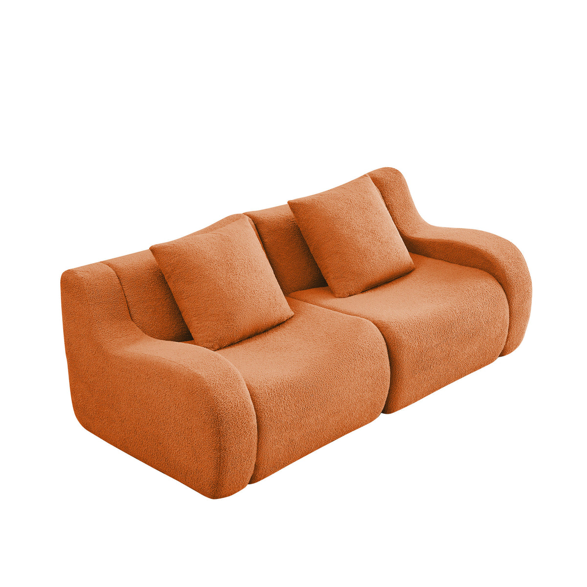Soft Teddy Fabric Boneless Sofa, No Assembly Required Streamlined Design, Anti-Slip Design 32D High Density Sponge Living Rooms Bedrooms