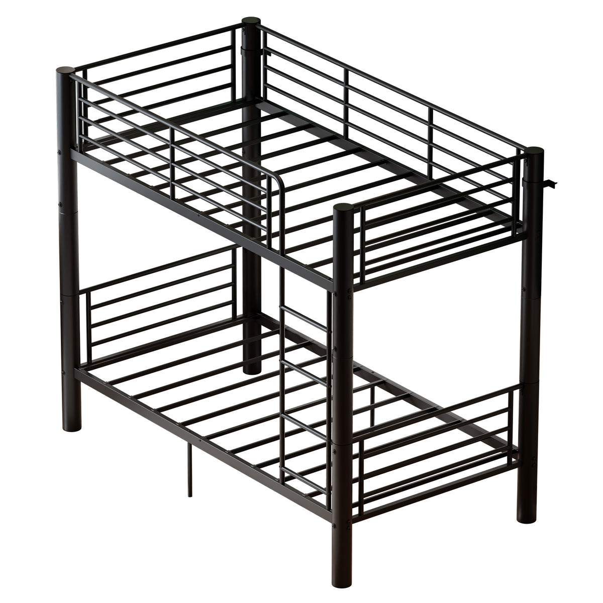 Twin Over Twin Metal Bunk Bed, 2-Inch Heavy-Gauge Tubing, Detachable 2-in-1 Platform Beds with Safety Rails & Wide Ladder, Quiet & Stable Frame Perfect for Small Rooms, Kids and Adults, Black