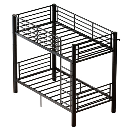 Twin Over Twin Metal Bunk Bed, 2-Inch Heavy-Gauge Tubing, Detachable 2-in-1 Platform Beds with Safety Rails & Wide Ladder, Quiet & Stable Frame Perfect for Small Rooms, Kids and Adults, Black