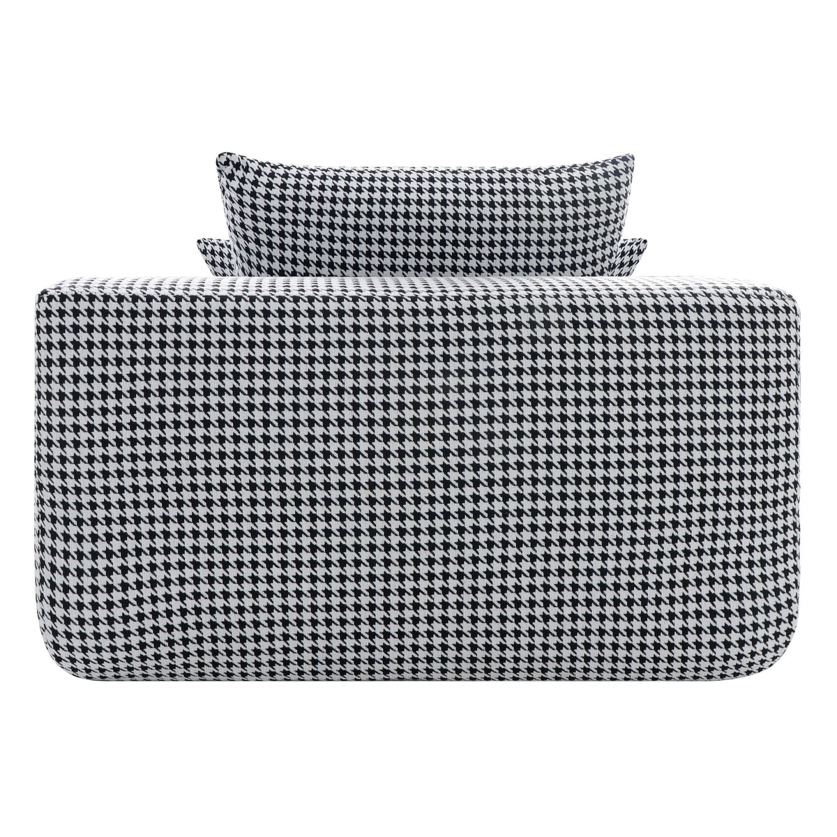Convertible Chaise Lounge Chair Plush with Wide Armrest & Throw Pillows, Cozy Boneless Sleeper Sofa Bed Armchair, with cup holder,for Living Room, Bedroom, No Assembly Required,Black-White-Houndstooth