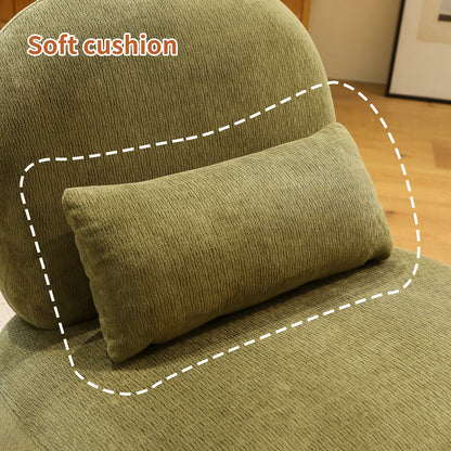 Cute Accent Chair with Solid Wood Legs, Velvet Living Room Chair with Soft Cushion, Cozy Bedroom Chair, Comfy Armless Reading Chair - Green – Model W2105S00014