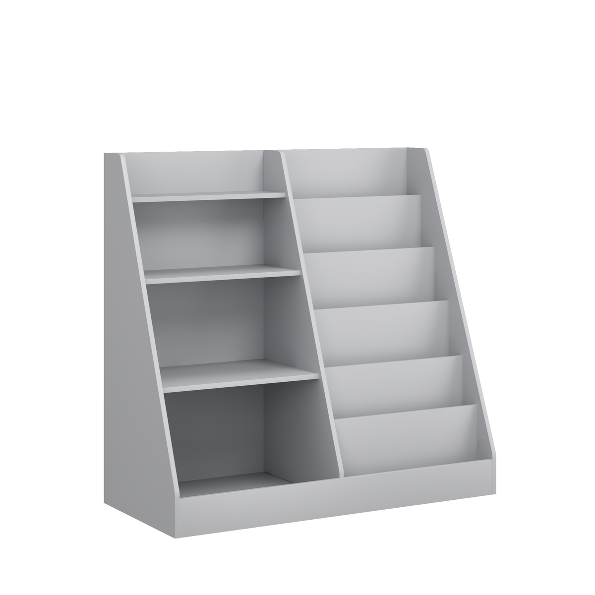 Kids Bookshelf and Toy Storage Organizer, Multifunctional 4 Tier Wooden Kids Book Shelf with Bookcase Display Stand, Children, Toddlers - Gray – Model W808P434870
