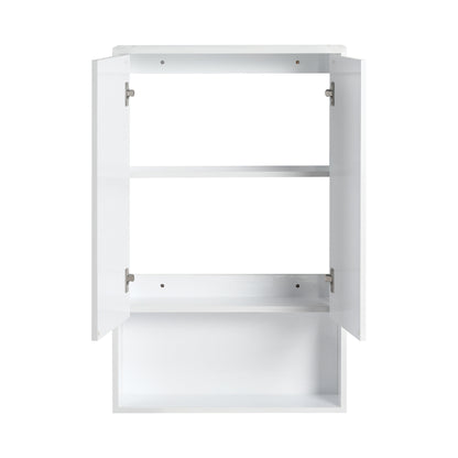 24" Bathroom Wall Cabinet, Soft Close Doors, Float Mounting Design,Glossy White,(KD-Packing)