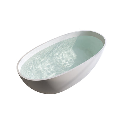 70.8″Solid Surface Matte Tub, Solid Surface Soaking Tub, Stone Resin Freestanding Bathtub, Thick Edge Stand Alone Tubs with Overflow