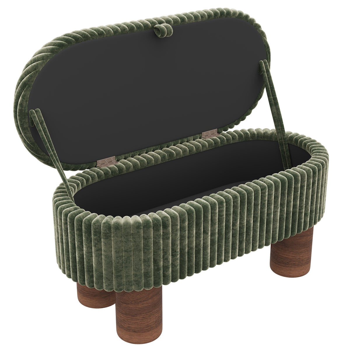 Modern Storage Ottoman Corduroy Upholstered Bench Bedroom Storage Seat Entryway Shoe Bench for Living Room, Bedroom and Entryway (Old SKU:N719P305624F), Green