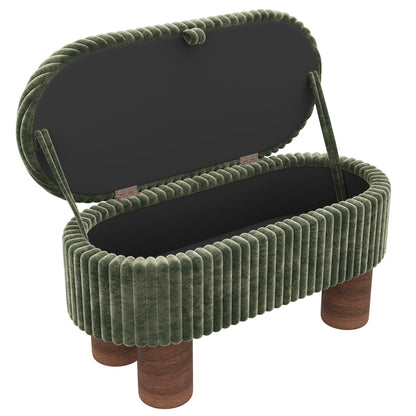 Modern Storage Ottoman Corduroy Upholstered Bench Bedroom Storage Seat Entryway Shoe Bench for Living Room, Bedroom and Entryway (Old SKU:N719P305624F), Green