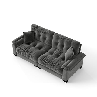 Modern 94" Chenille Pleated 3-Seater Sofa with Durable Spring Support & Thick Dense Foam Cushions