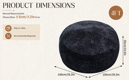 Starry Sky 4FT bean bag chair,Plush Fabric with Lurex,Shiny Silver Thread Faux Fur Plush,memory foam filling,round sofa for living room, bedroom, college dorm.
