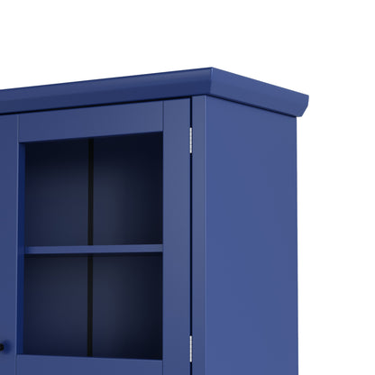 [Assembly Video Provided] TOPMAX Farmhouse 35.4x17.7x74.8inch Freestanding Buffet with Hutch – Blue
