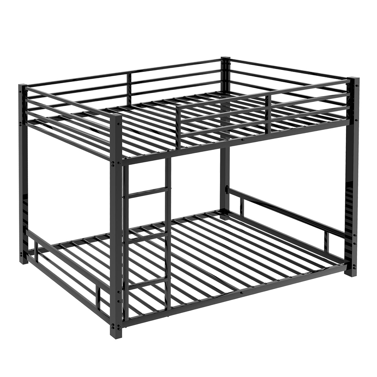 Metal Twin over Twin Bunk Bed/ Heavy-duty Sturdy Metal/ Noise Reduced/ Safety Guardrail,Black