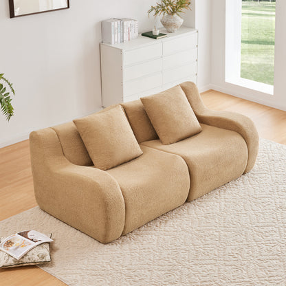 Soft Teddy Fabric Boneless Sofa, No Assembly Required Streamlined Design