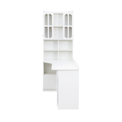 L-Shaped Corner Computer Desk for Home Office or Study desk, Study Modern Style Table with Drawers, Bookshelf & Hutch – Model W331S00169